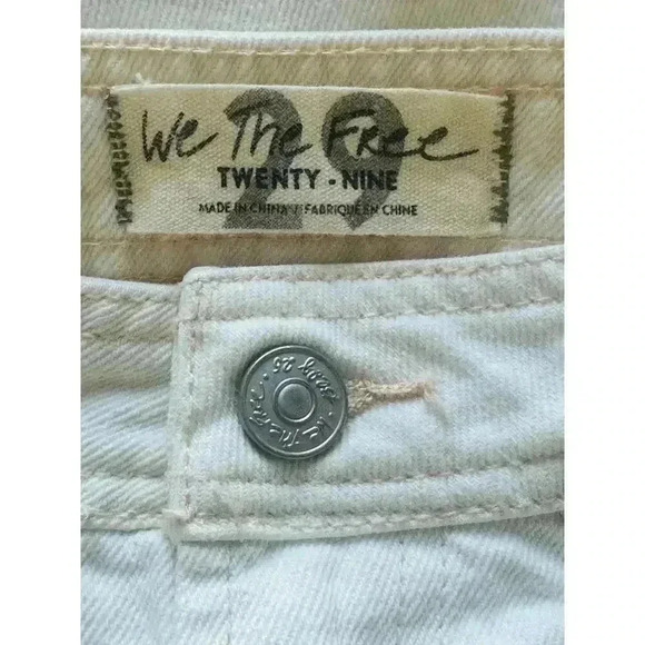 Free People Over the Rainbow Cream Flare Jeans with Embroidery on Hip~Size 29 - Picture 8 of 10